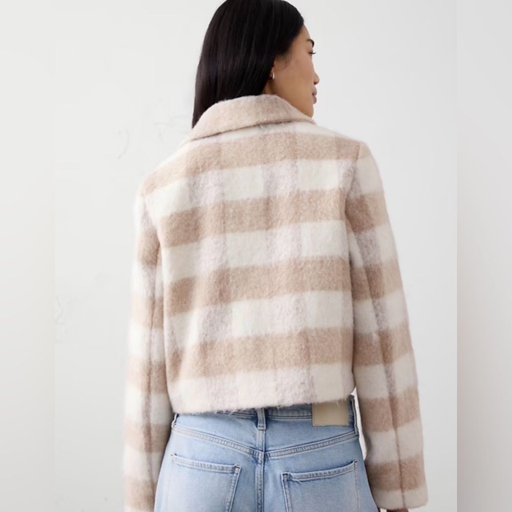 NWT BANANA REPUBLIC PLAID BOUCLE CROPPED JACKET SIZE S PETITE - Picture 2 of 12